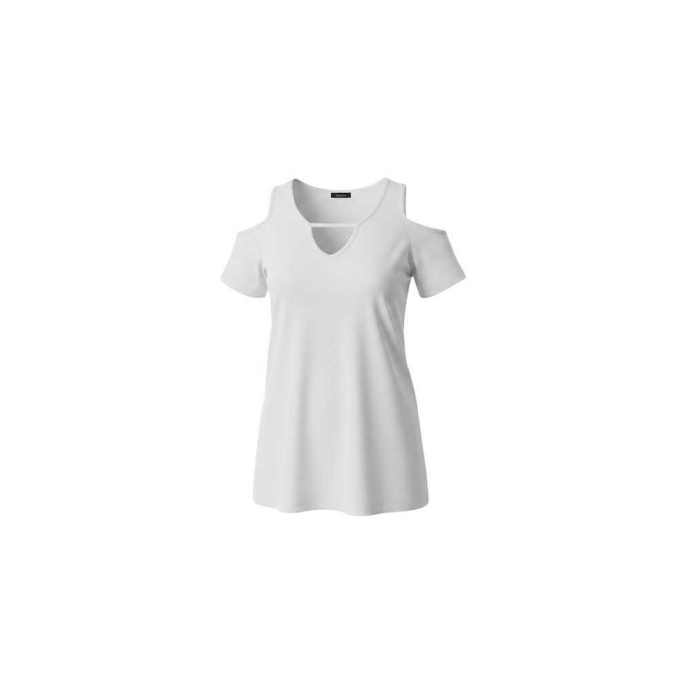 Rue21 Cold Shoulder Top Womens M White NEW V-Neck Strap Detail Short Sleeve